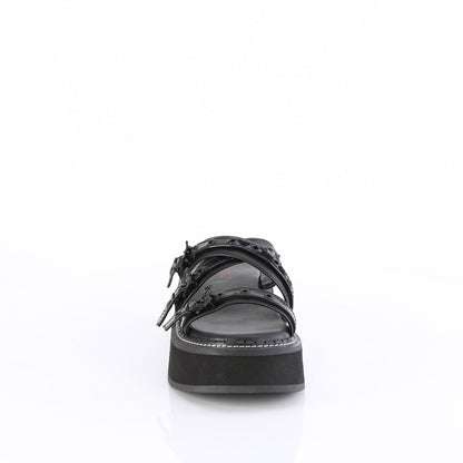 Demonia Cult Customer Favorite - "Emily-07" Sandals - Black Vegan Leather-Holo Patent