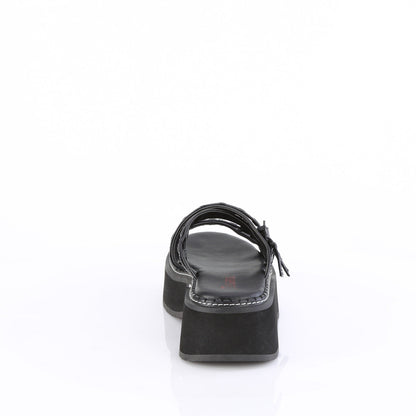 Demonia Cult Customer Favorite - "Emily-07" Sandals - Black Vegan Leather-Holo Patent