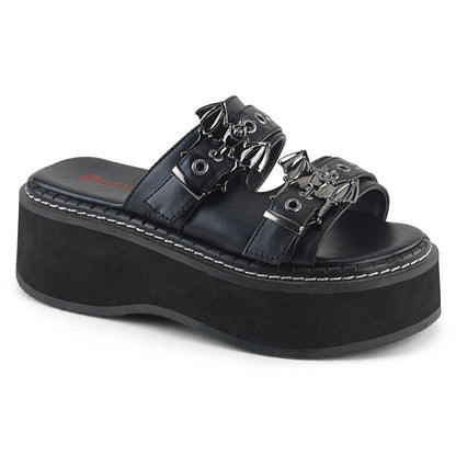 Demonia Cult Exclusive - "Emily-100" Sandals - Black Vegan Leather