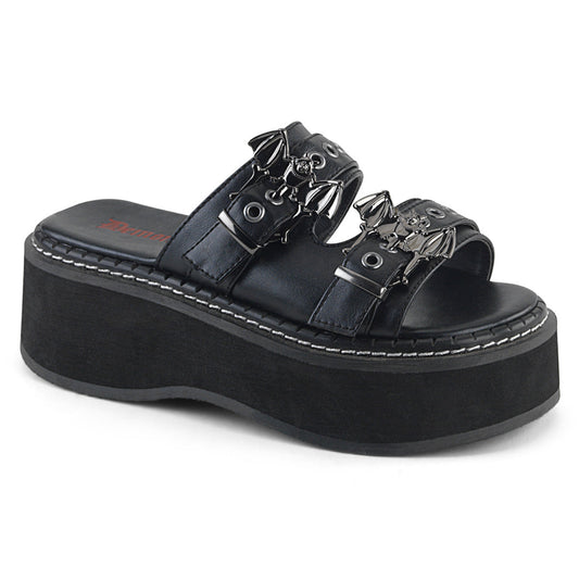 Demonia Cult Exclusive - "Emily-100" Sandals - Black Vegan Leather