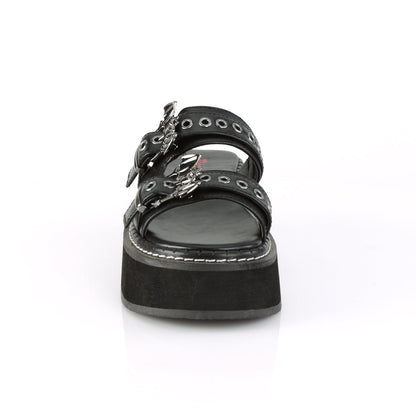 Demonia Cult Exclusive - "Emily-100" Sandals - Black Vegan Leather