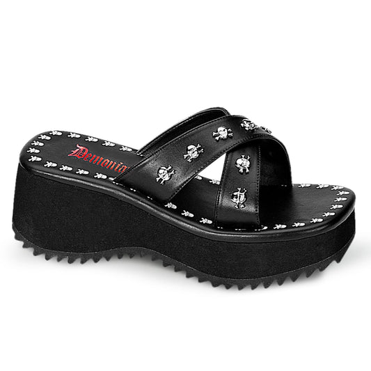 Demonia Cult Featured - "Flip-05" Sandals - Black Vegan Leather