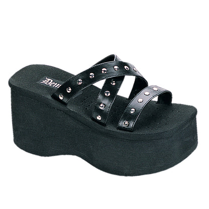 Demonia Cult Deals - "Funn-19" Sandals - Black Vegan Leather
