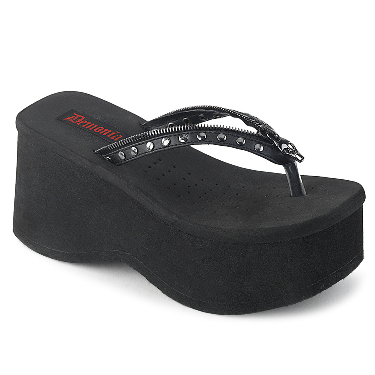 Demonia Cult Top Pick - "Funn-33" Sandals - Black Vegan Leather