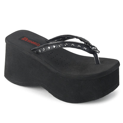Demonia Cult Top Pick - "Funn-33" Sandals - Black Vegan Leather