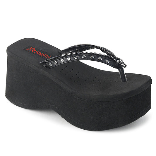 Demonia Cult Top Pick - "Funn-33" Sandals - Black Vegan Leather