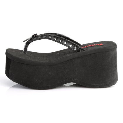 Demonia Cult Top Pick - "Funn-33" Sandals - Black Vegan Leather