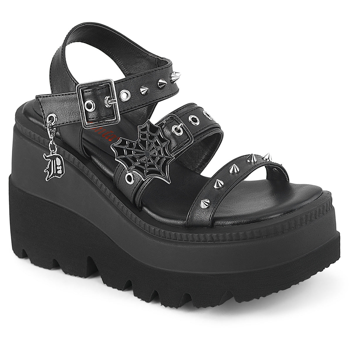 Demonia Cult Great Value - "Shaker-13" Sandals - Black Vegan Leather
