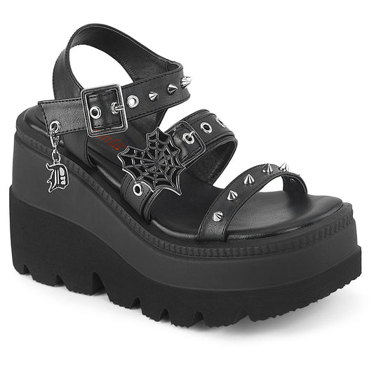 Demonia Cult Great Value - "Shaker-13" Sandals - Black Vegan Leather