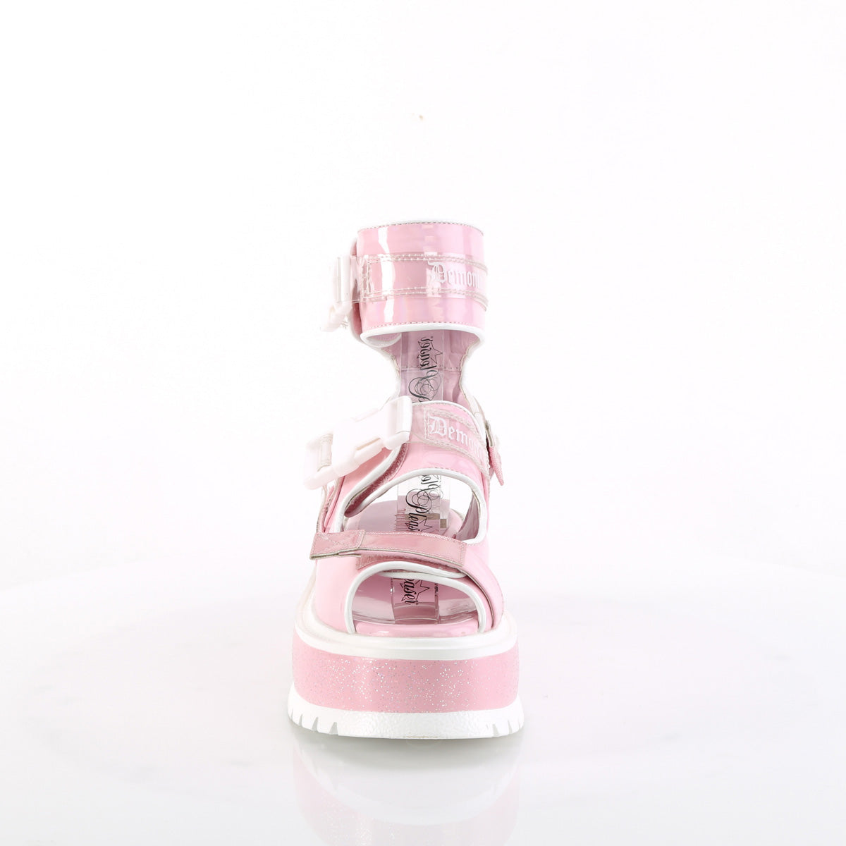 Demonia Cult Discount - "Slacker-15B" Sandals - Baby Pink Holo Patent