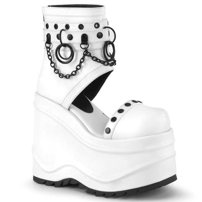Demonia Cult Discount - "Wave-22" Sandals - White Vegan Leather
