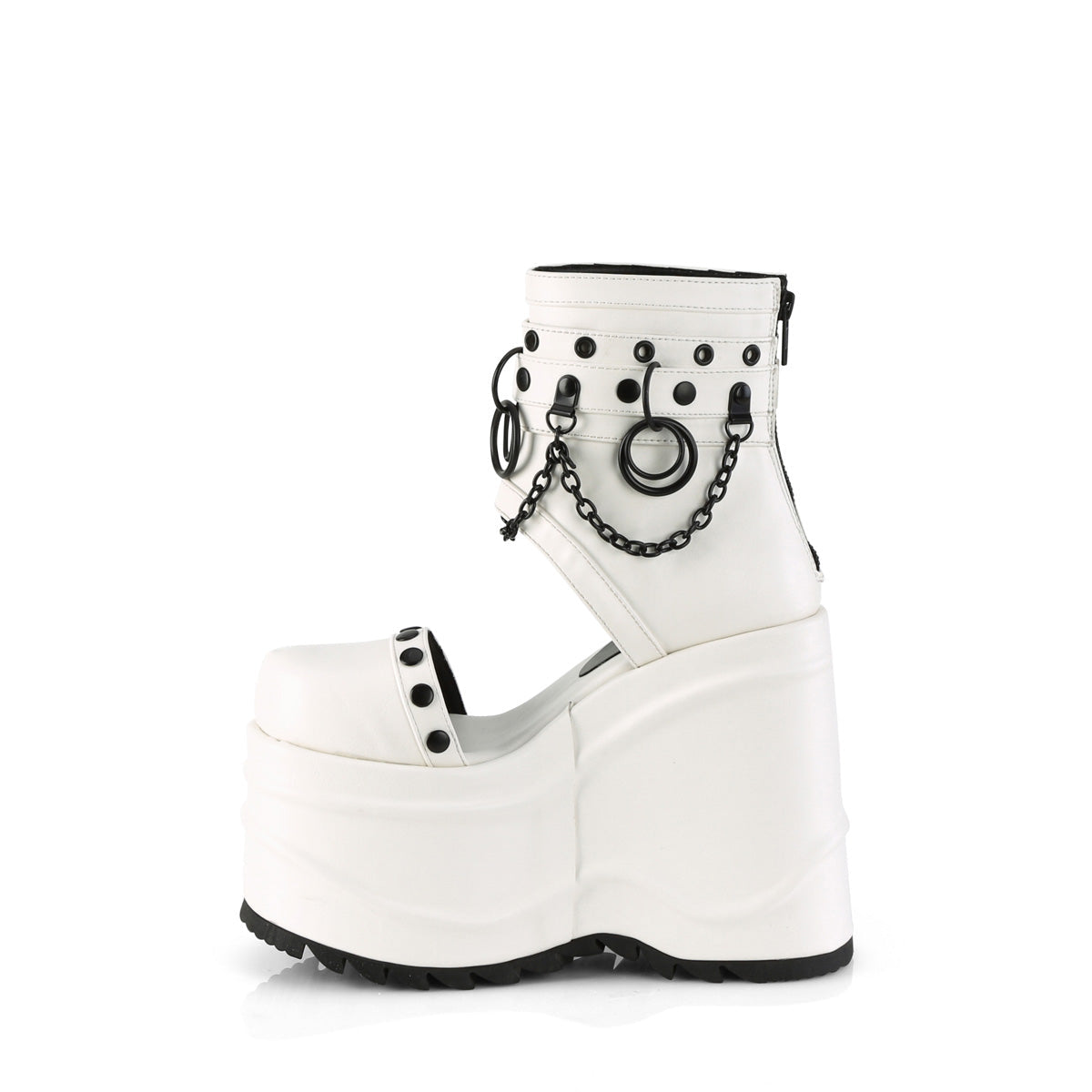 Demonia Cult Discount - "Wave-22" Sandals - White Vegan Leather
