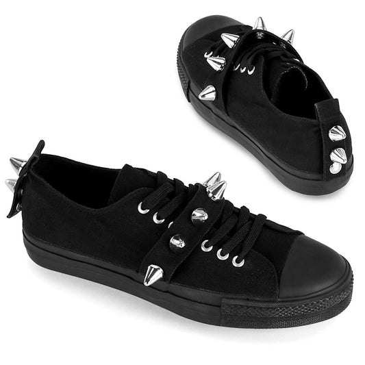 Demonia Cult Sale - "Deviant-04" Sneakers - Black Canvas