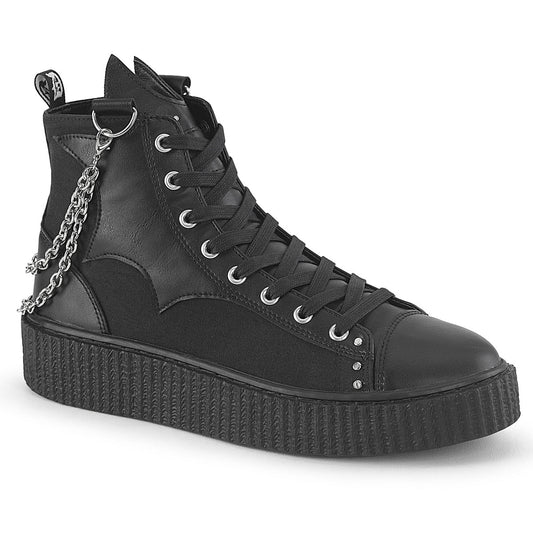 Demonia Cult Deals - "Sneeker-230" Sneakers - Black Canvas-Vegan Leather