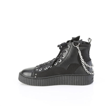 Demonia Cult Deals - "Sneeker-230" Sneakers - Black Canvas-Vegan Leather