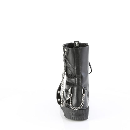Demonia Cult Smart Buy - "Sneeker-325" Sneakers - Black Vegan Leather-Fishnet