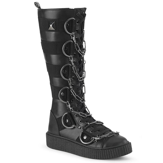 Demonia Cult Best Seller - "Sneeker-405" Sneakers - Black Vegan Leather-Canvas