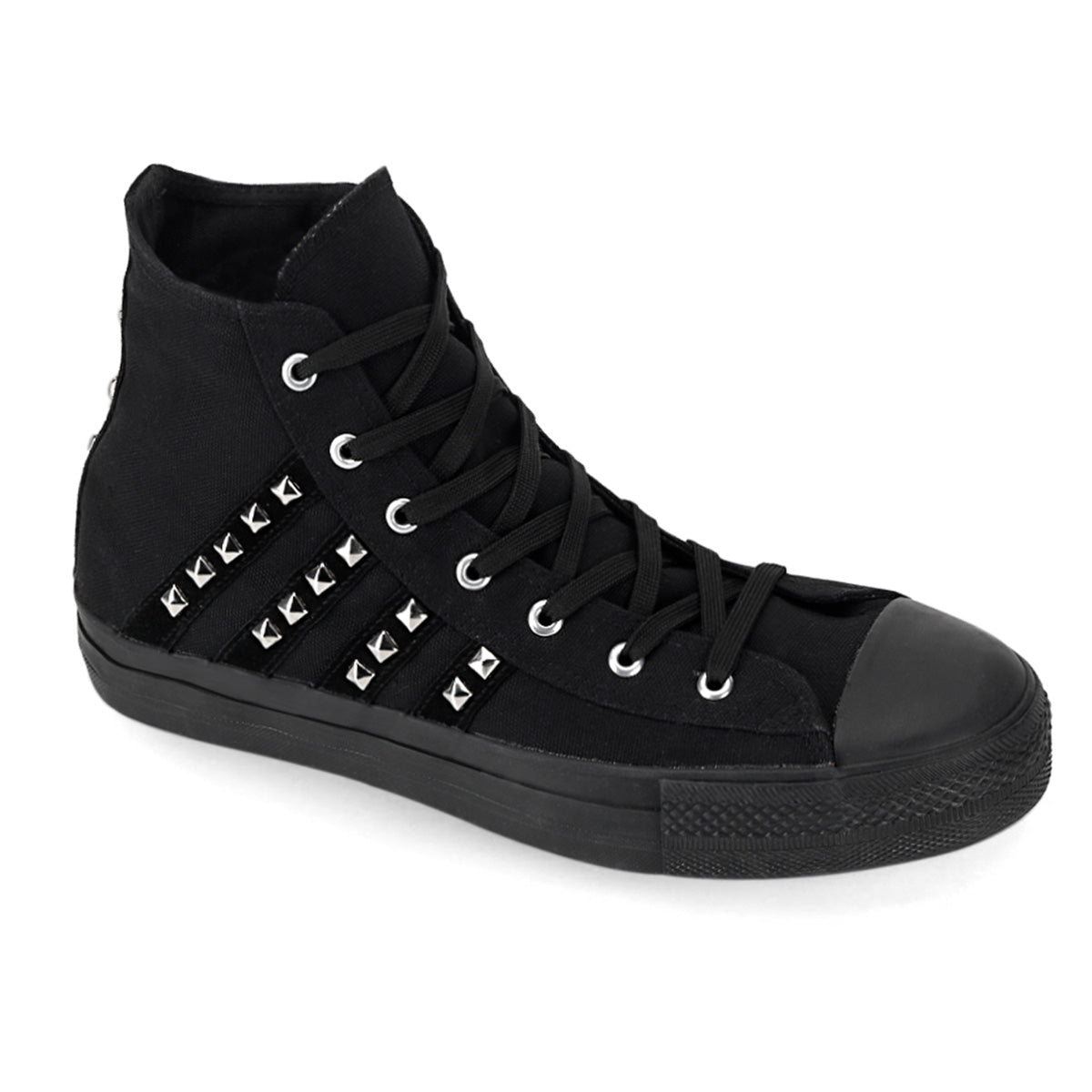 Demonia Cult Deals - "Deviant-103" Sneakers - Black Canvas-Suede