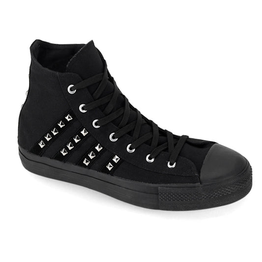 Demonia Cult Deals - "Deviant-103" Sneakers - Black Canvas-Suede