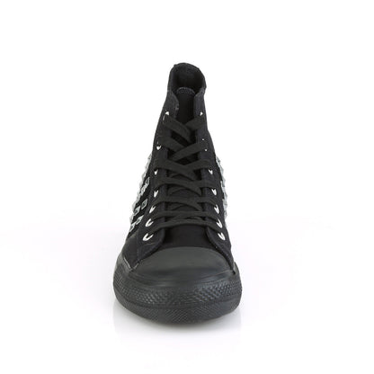 Demonia Cult Deals - "Deviant-103" Sneakers - Black Canvas-Suede