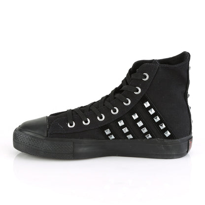 Demonia Cult Deals - "Deviant-103" Sneakers - Black Canvas-Suede