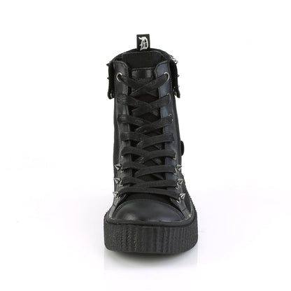 Demonia Cult Essential - "Sneeker-266" Sneakers - Black Canvas-Vegan Leather