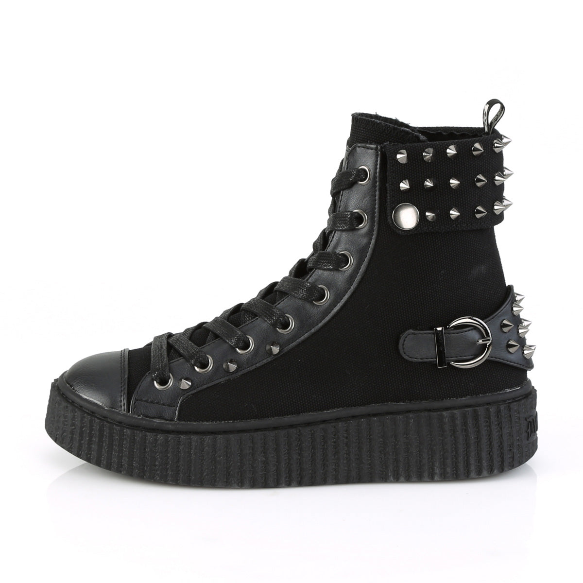 Demonia Cult Essential - "Sneeker-266" Sneakers - Black Canvas-Vegan Leather