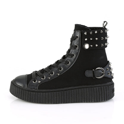 Demonia Cult Essential - "Sneeker-266" Sneakers - Black Canvas-Vegan Leather