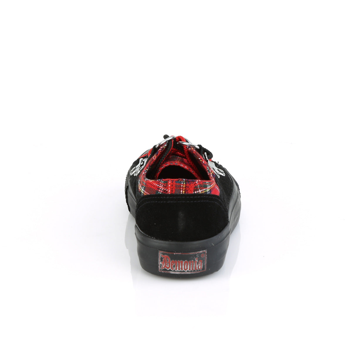 Demonia Cult Signature - "Deviant-05" Sneakers - Black Suede-Red Plaid