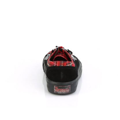 Demonia Cult Signature - "Deviant-05" Sneakers - Black Suede-Red Plaid