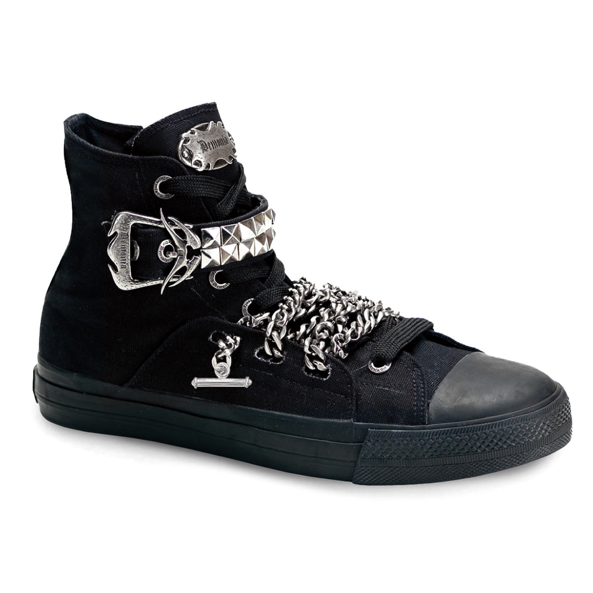 Demonia Cult Customer Favorite - "Deviant-110" Sneakers - Black Canvas