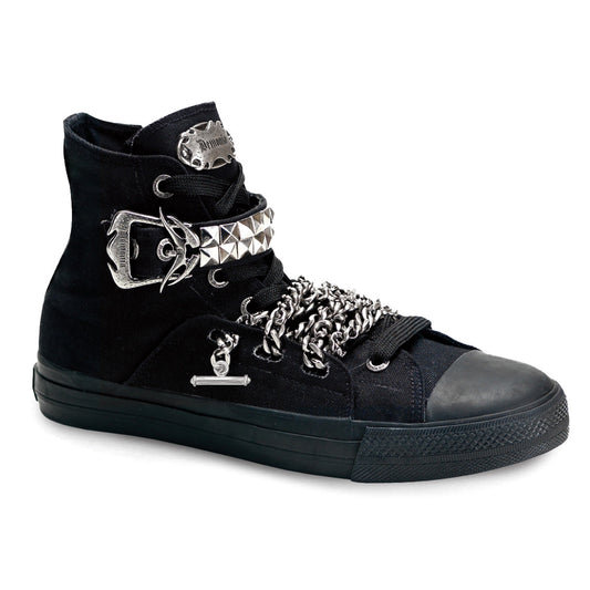 Demonia Cult Customer Favorite - "Deviant-110" Sneakers - Black Canvas
