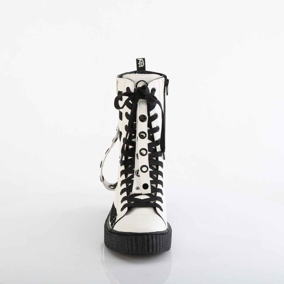 Demonia Cult New - "Sneeker-325" Sneakers - White Vegan Leather-Fishnet