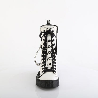 Demonia Cult New - "Sneeker-325" Sneakers - White Vegan Leather-Fishnet