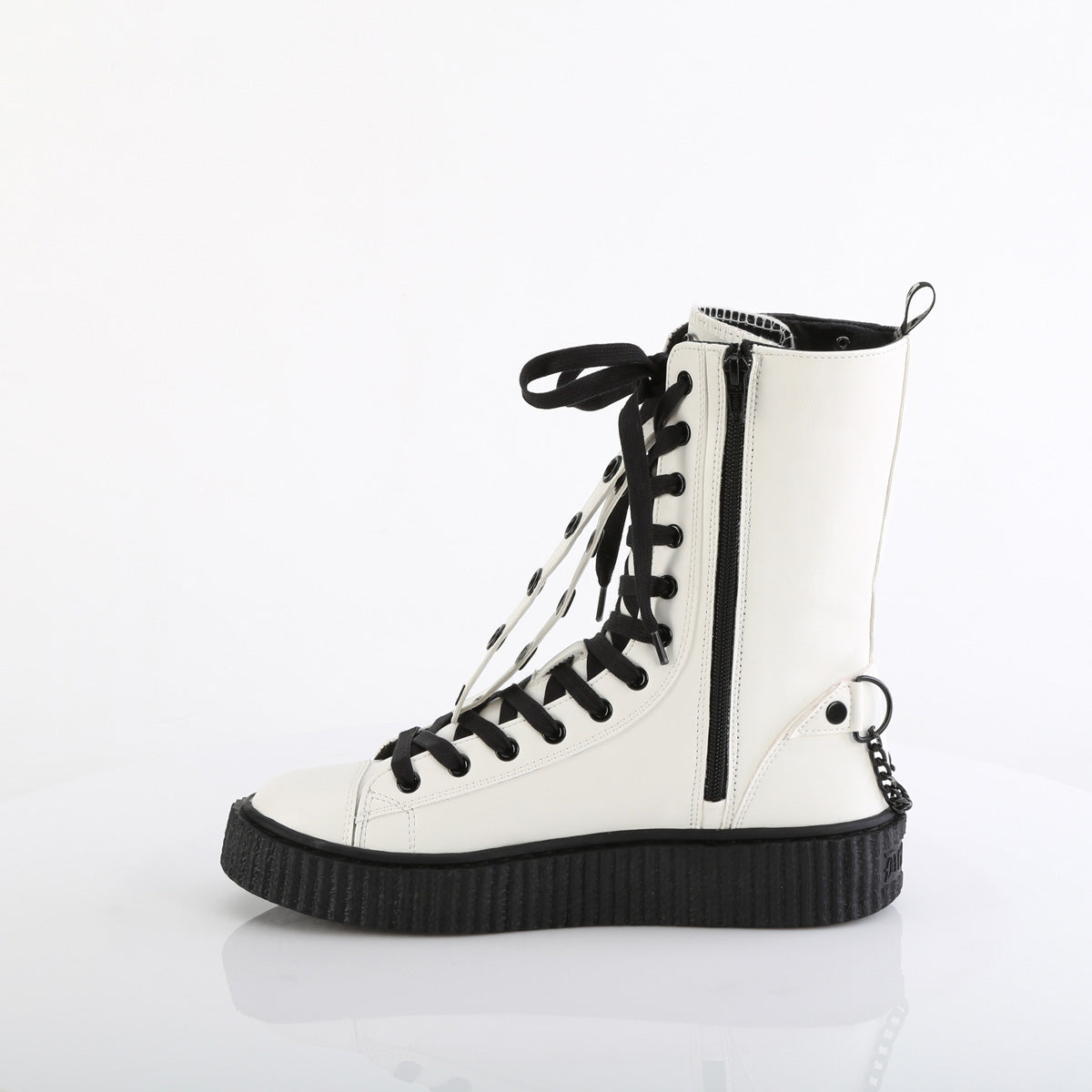Demonia Cult New - "Sneeker-325" Sneakers - White Vegan Leather-Fishnet