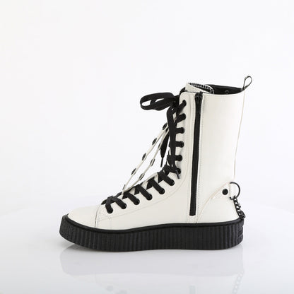 Demonia Cult New - "Sneeker-325" Sneakers - White Vegan Leather-Fishnet