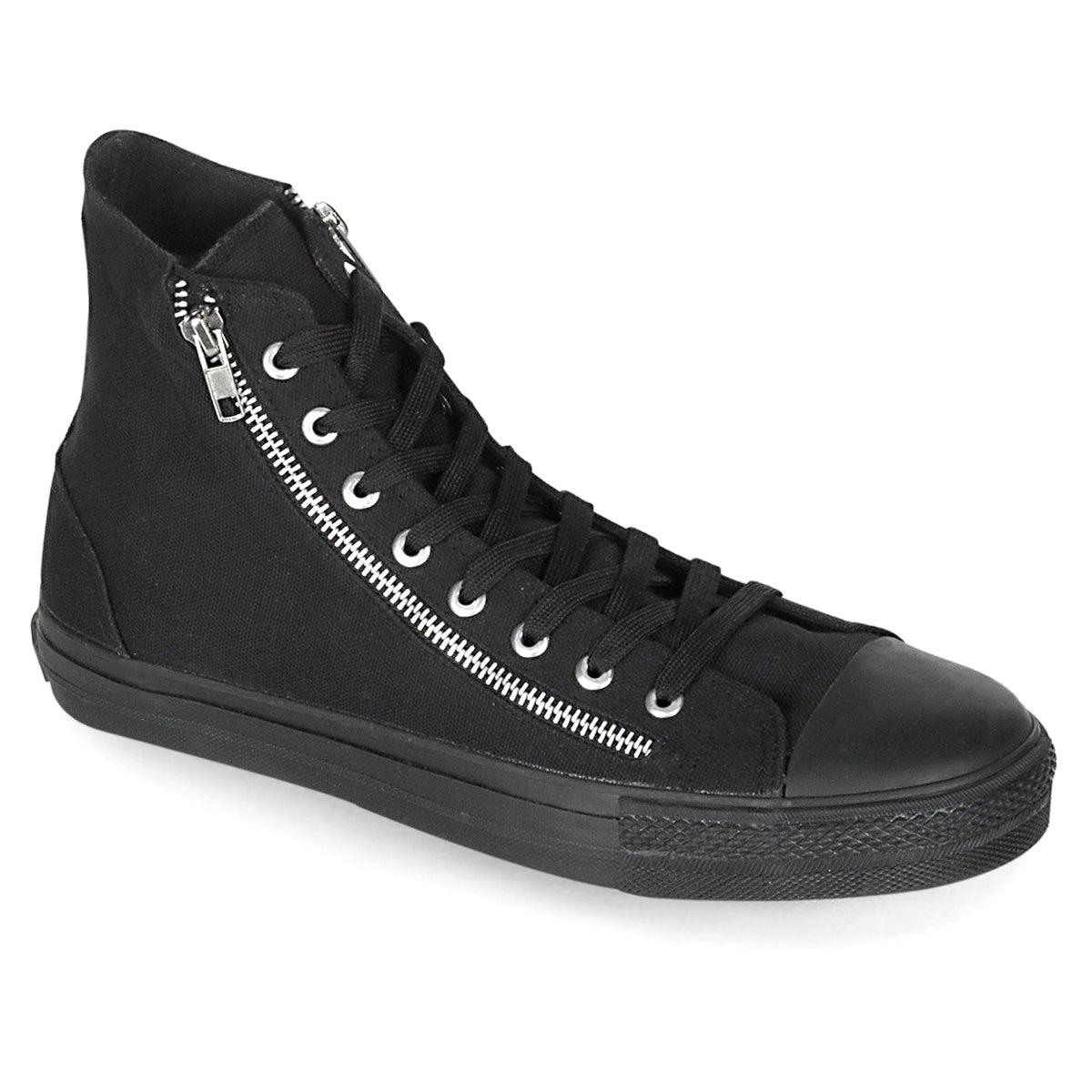 Demonia Cult Trending - "Deviant-106" Sneakers - Black Canvas