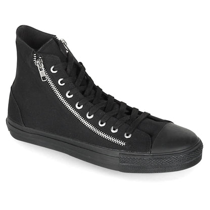 Demonia Cult Trending - "Deviant-106" Sneakers - Black Canvas