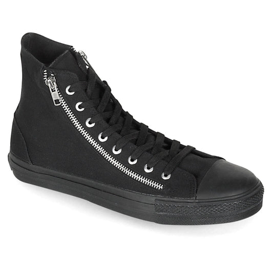 Demonia Cult Trending - "Deviant-106" Sneakers - Black Canvas
