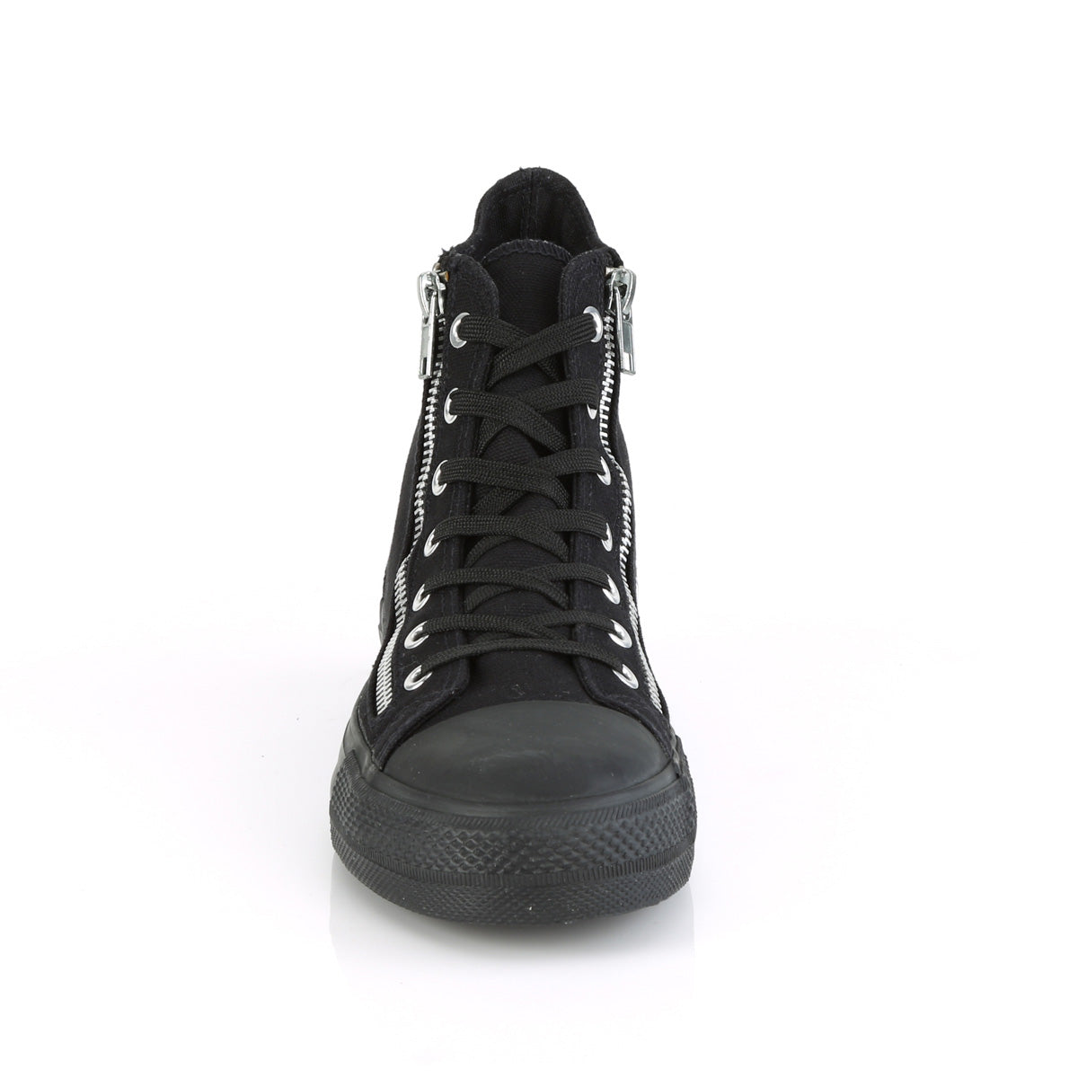 Demonia Cult Trending - "Deviant-106" Sneakers - Black Canvas