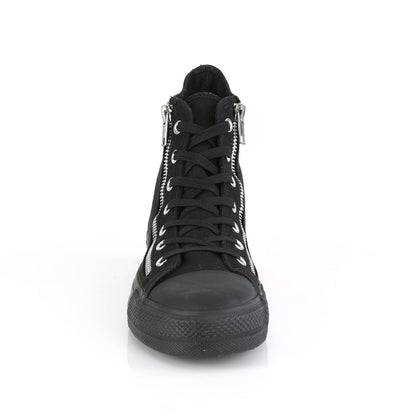 Demonia Cult Trending - "Deviant-106" Sneakers - Black Canvas