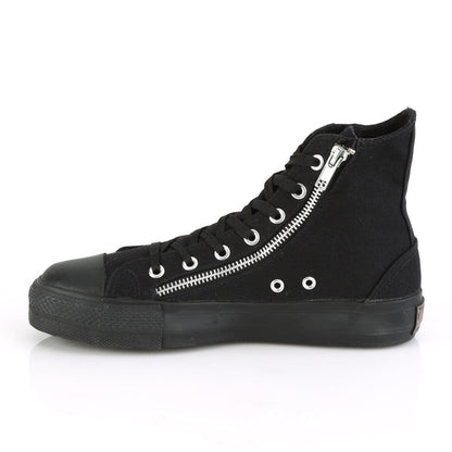 Demonia Cult Trending - "Deviant-106" Sneakers - Black Canvas