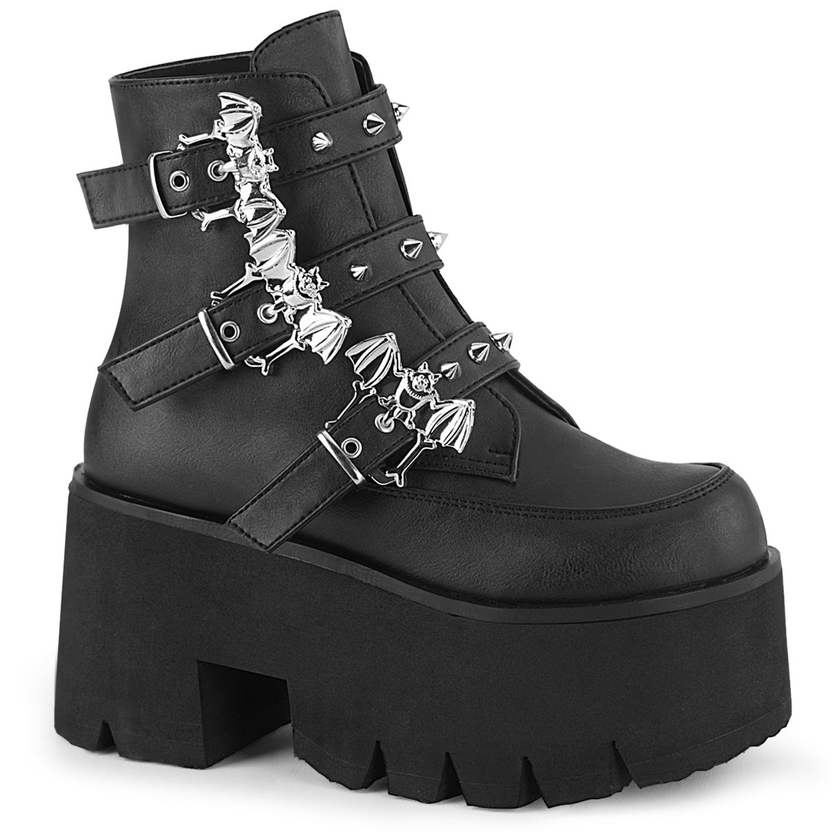 Demonia Cult Popular - "Ashes-55" Boots - Black Vegan Leather