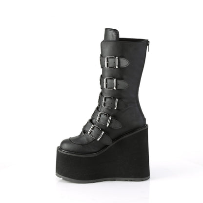 Demonia Cult Recommended - "Swing-230" Boots - Black Vegan Leather
