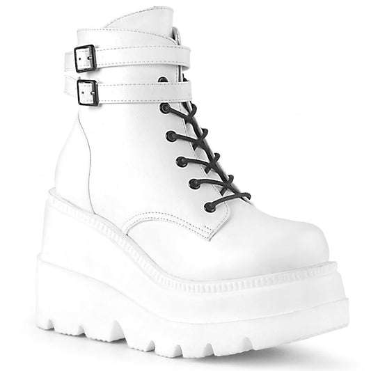 Demonia Cult Popular - "Shaker-52" Boots - White Vegan Leather