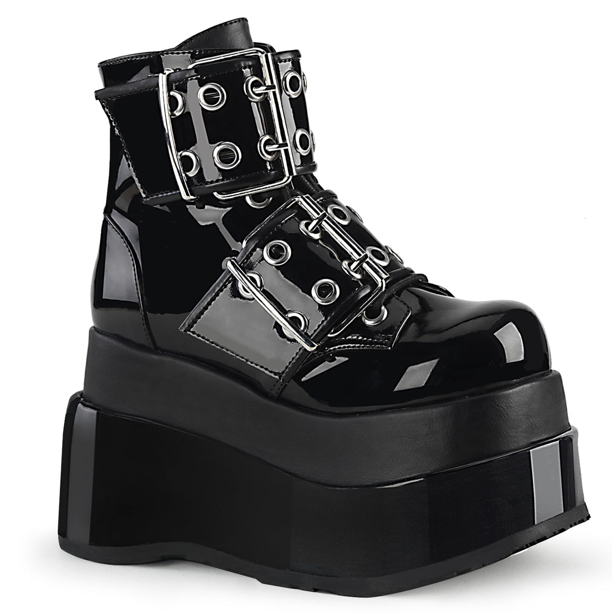 Demonia Cult Everyday - "Bear-104" Boots - Black Patent-Vegan Leather