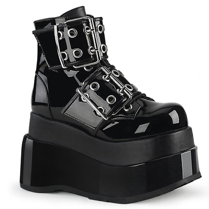 Demonia Cult Everyday - "Bear-104" Boots - Black Patent-Vegan Leather