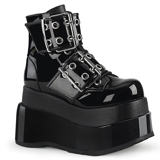 Demonia Cult Everyday - "Bear-104" Boots - Black Patent-Vegan Leather