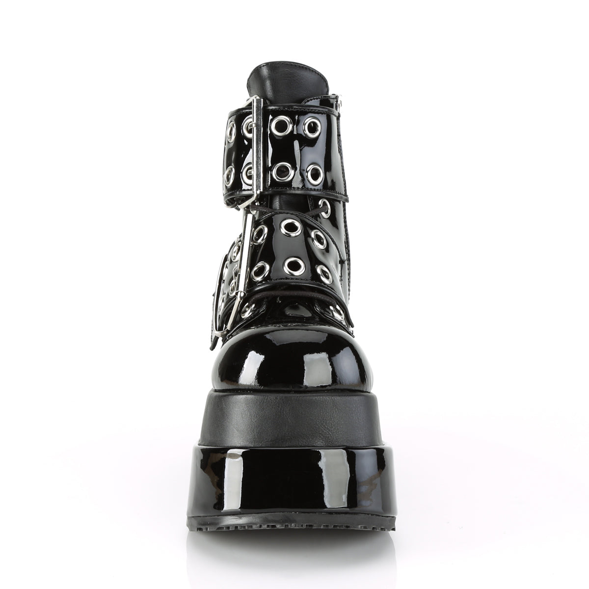 Demonia Cult Everyday - "Bear-104" Boots - Black Patent-Vegan Leather