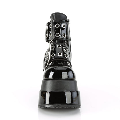 Demonia Cult Everyday - "Bear-104" Boots - Black Patent-Vegan Leather